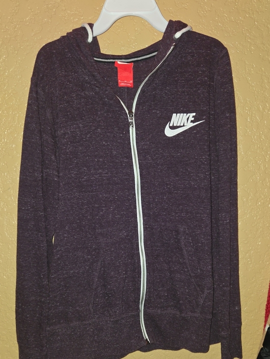 Nike Tops - Nike Plum Full-Zip Hoodie with White Logo